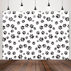 Lofaris Simple Black Dog Paws White Party Backdrop For Boys
