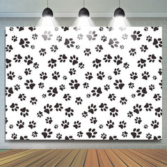 Lofaris Simple Black Dog Paws White Party Backdrop For Boys