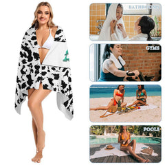 Lofaris Simple Black White Pattern Personalized Name Beach Towel