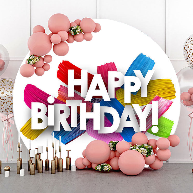 Lofaris Simple Colorful Happy Birthday Round Backdrop Cover