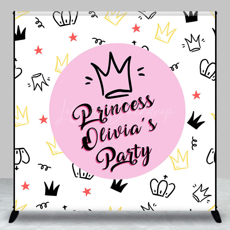 Lofaris Simple Crown Lines Princess Custom Birthday Backdrop