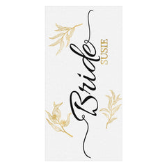Lofaris Simple Custom Name Gold Leave Bride Beach Towel