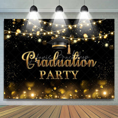 Lofaris Simple Dark Bokeh Lights Graduation Party Backdrop