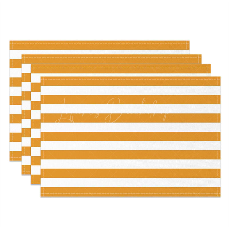 Lofaris Simple Dark Orange White Stripe Set Of 4 Placemats