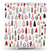 Lofaris Simple Forest Red Christmas Tree Shower Curtain