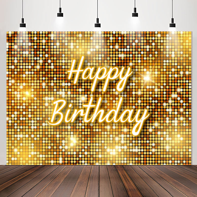 Lofaris Simple Gold Sparkling Sequin Happy Birthday Backdrop