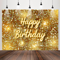 Lofaris Simple Gold Sparkling Sequin Happy Birthday Backdrop