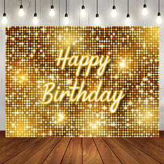 Lofaris Simple Gold Sparkling Sequin Happy Birthday Backdrop