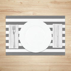 Lofaris Simple Grey White Stripe Dining Set Of 4 Placemats