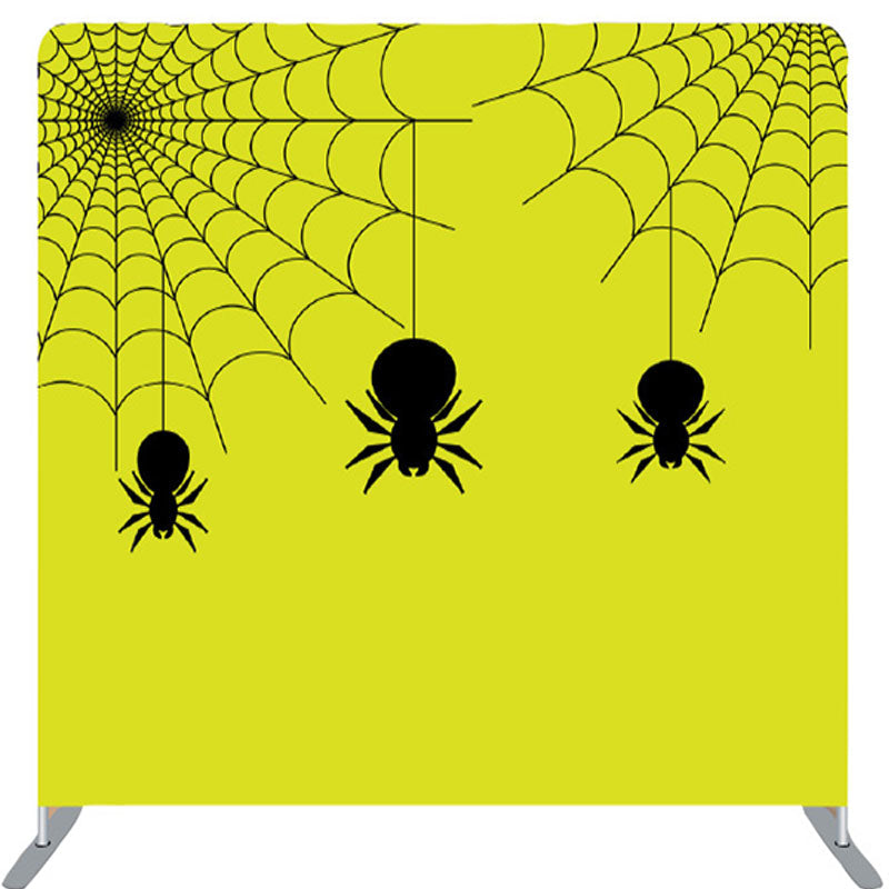 Lofaris Simple Hanging Spiders Green Happy Halloween Backdrop