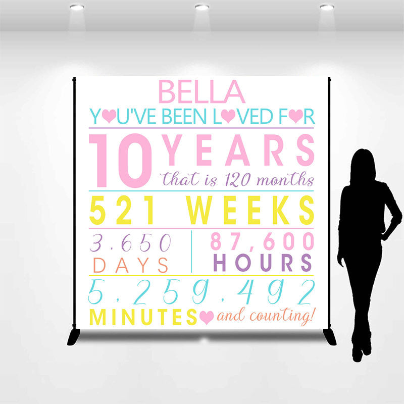 Lofaris Simple Heart Time Day Custom Anniversary Backdrop