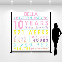 Lofaris Simple Heart Time Day Custom Anniversary Backdrop