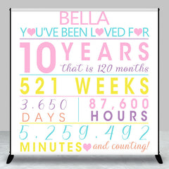 Lofaris Simple Heart Time Day Custom Anniversary Backdrop