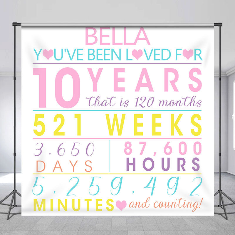 Lofaris Simple Heart Time Day Custom Anniversary Backdrop