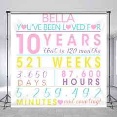 Lofaris Simple Heart Time Day Custom Anniversary Backdrop