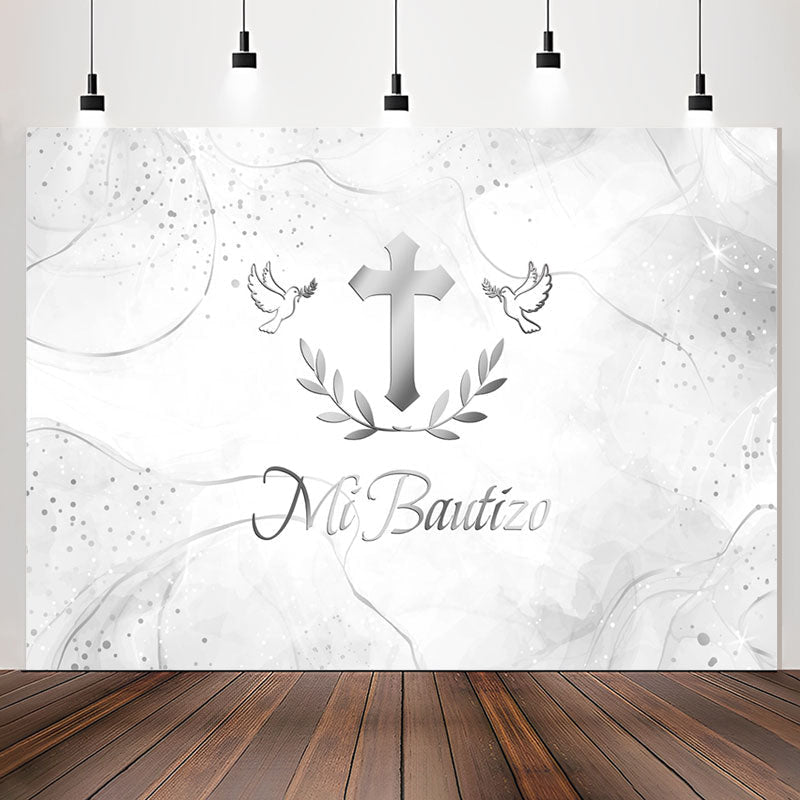Lofaris Simple Mi Bautizo Gray Smog Texture Baptism Backdrop