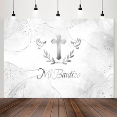Lofaris Simple Mi Bautizo Gray Smog Texture Baptism Backdrop