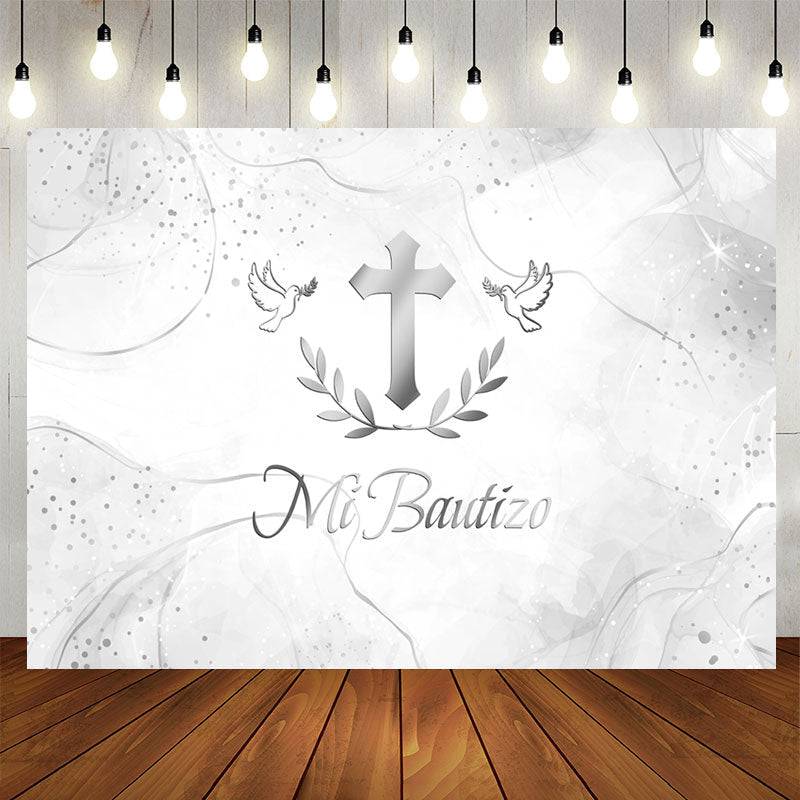 Lofaris Simple Mi Bautizo Gray Smog Texture Baptism Backdrop