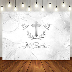 Lofaris Simple Mi Bautizo Gray Smog Texture Baptism Backdrop
