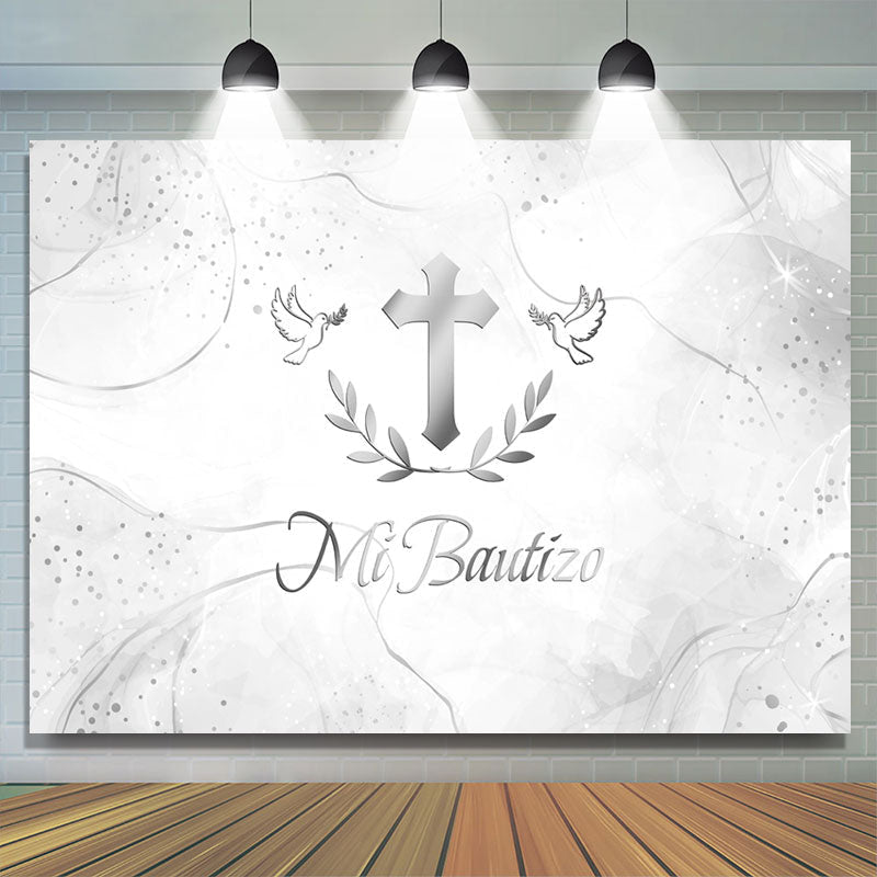 Lofaris Simple Mi Bautizo Gray Smog Texture Baptism Backdrop