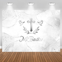 Lofaris Simple Mi Bautizo Gray Smog Texture Baptism Backdrop
