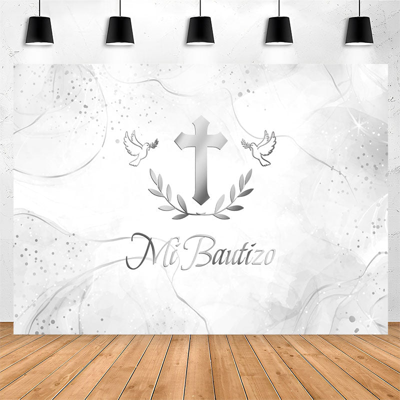 Lofaris Simple Mi Bautizo Gray Smog Texture Baptism Backdrop