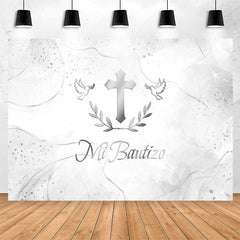 Lofaris Simple Mi Bautizo Gray Smog Texture Baptism Backdrop