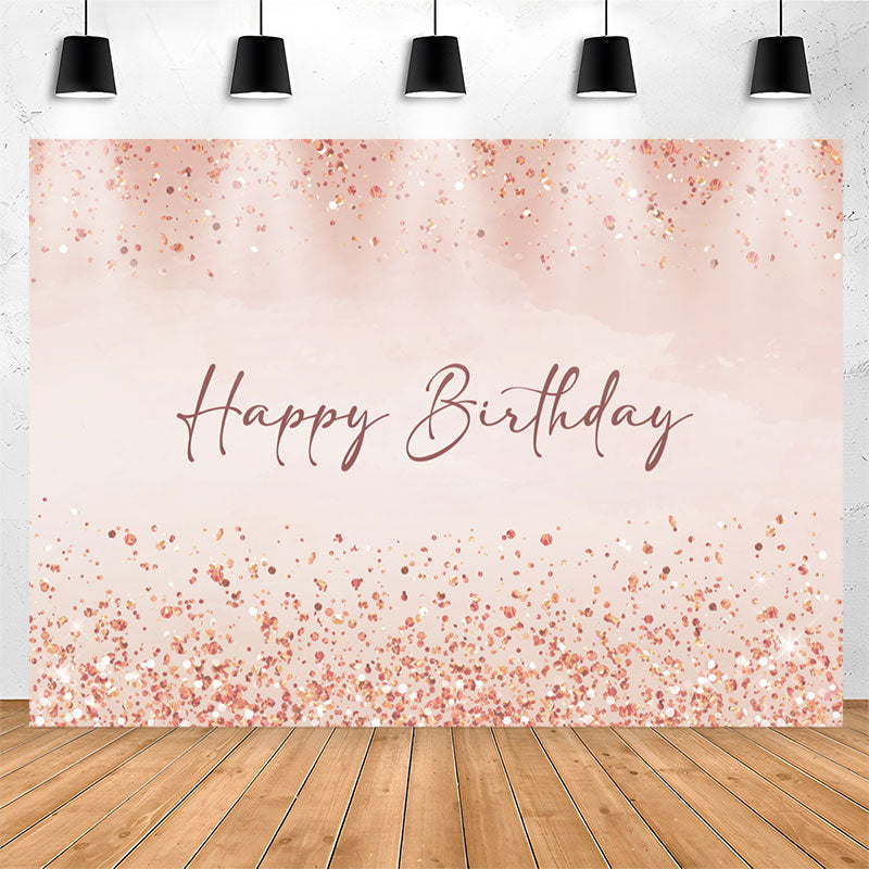 Lofaris Simple Pink Glitter Happy Birthday Backdrop For Girl
