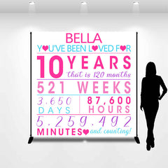 Lofaris Simple Pink Heart Number Custom Anniversary Backdrop