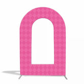 Lofaris Custom Pink Plaid Open Arch Backdrop For Party Deocr