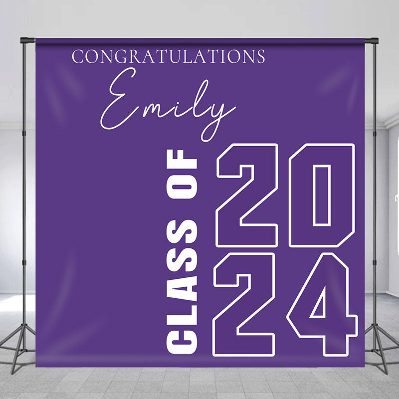 Lofaris Simple Purple Class Of 2024 Custom Grad Backdrop