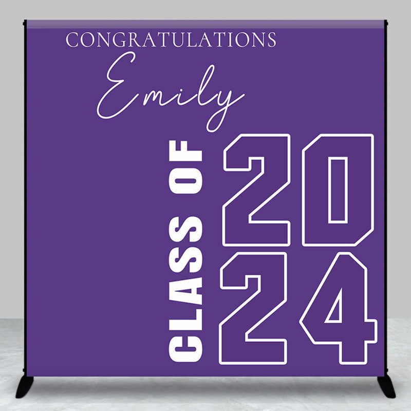 Lofaris Simple Purple Class Of 2024 Custom Grad Backdrop
