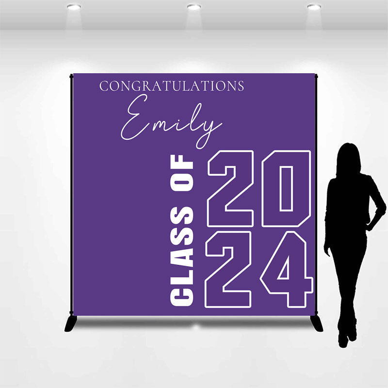 Lofaris Simple Purple Class Of 2024 Custom Grad Backdrop