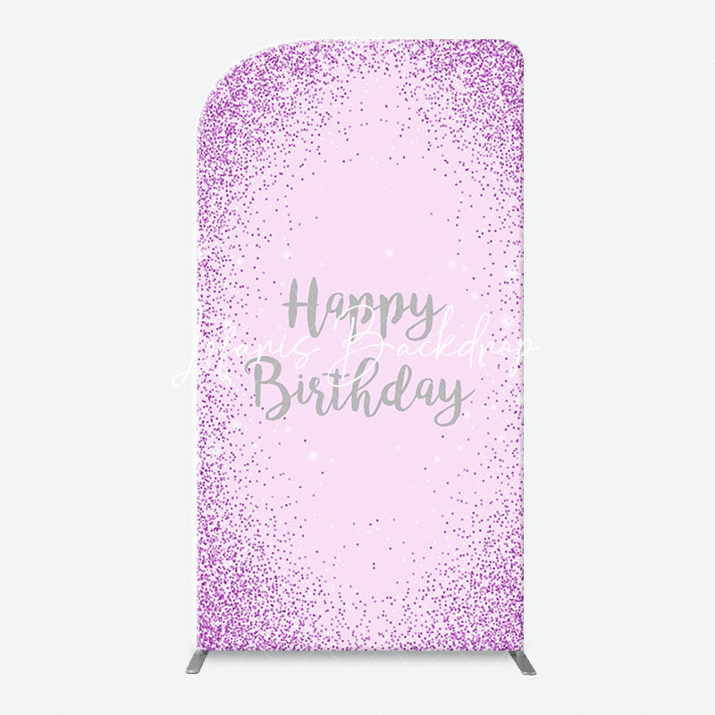 Lofaris Simple Purple Sparkling Arch Happy Birthday Backdrop