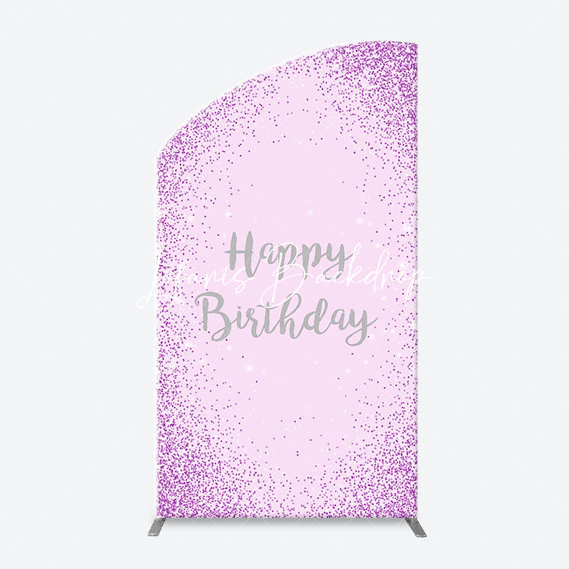 Lofaris Simple Purple Sparkling Arch Happy Birthday Backdrop