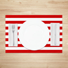 Lofaris Simple Red White Stripe Patterns Set Of 4 Placemats