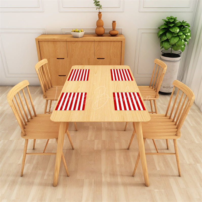 Lofaris Simple Red White Stripe Patterns Set Of 4 Placemats