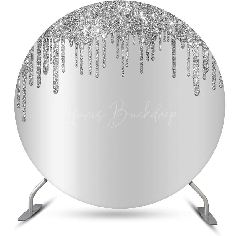 Lofaris Simple Silver Glitter Bokeh Round Birthday Backdrop