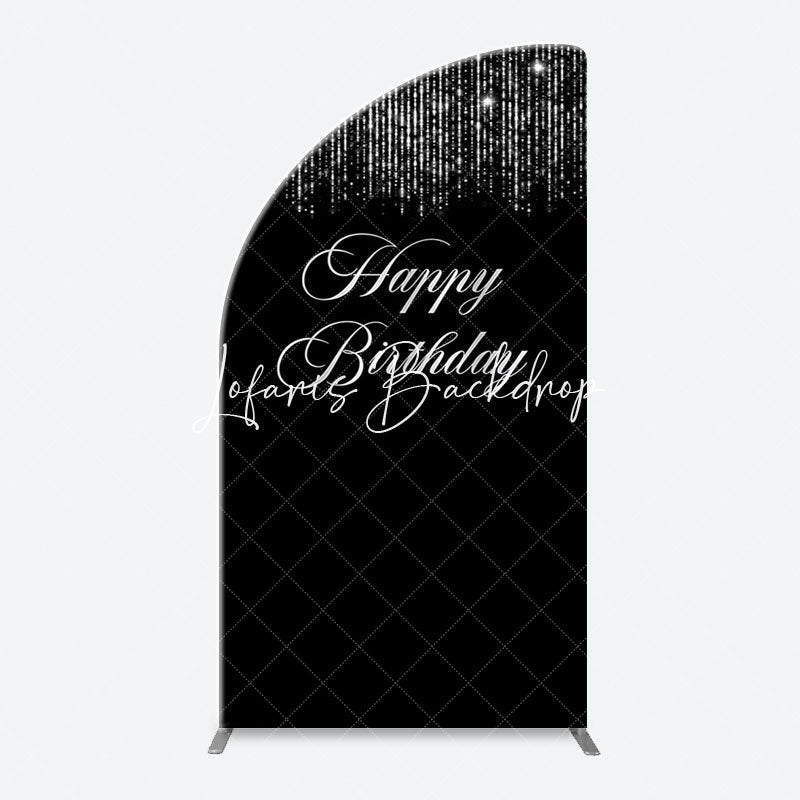 Lofaris Simple Silver Sparkling Black Arch Birthday Backdrop
