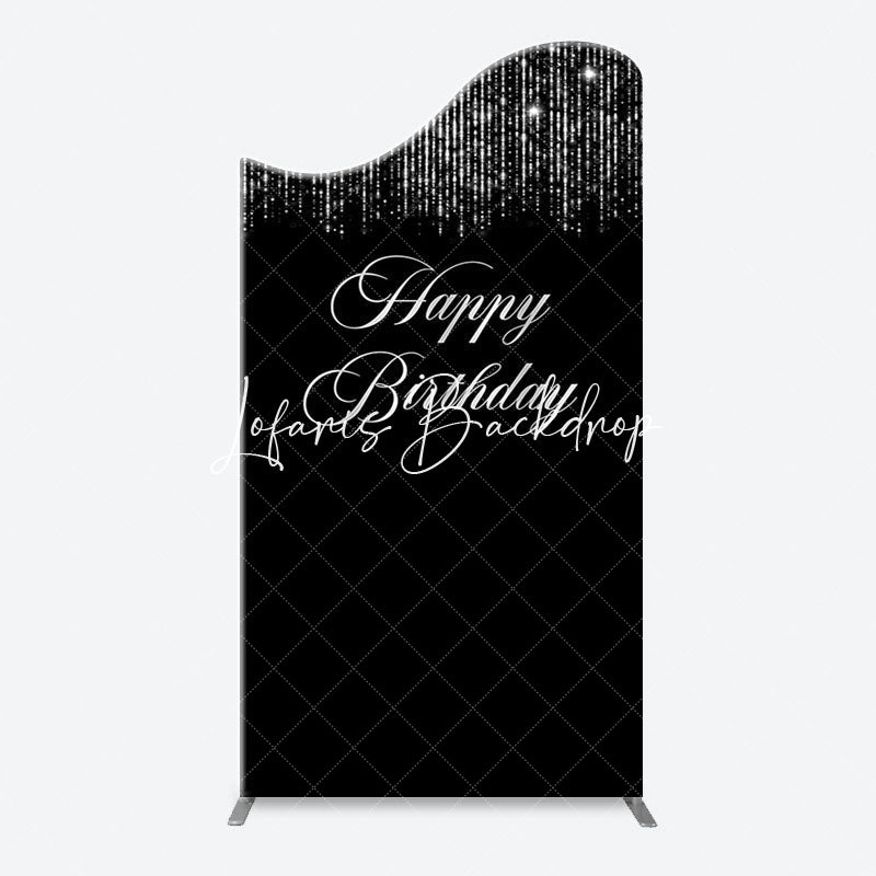 Lofaris Simple Silver Sparkling Black Arch Birthday Backdrop