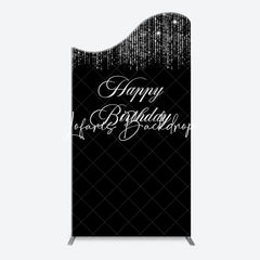 Lofaris Simple Silver Sparkling Black Arch Birthday Backdrop