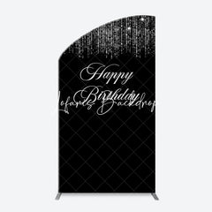 Lofaris Simple Silver Sparkling Black Arch Birthday Backdrop