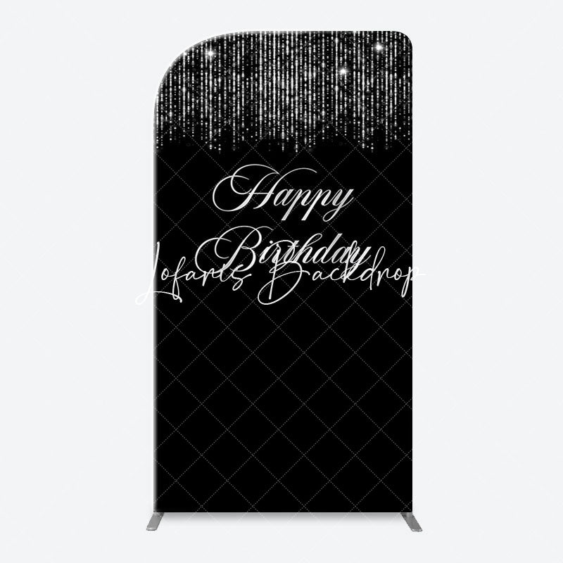 Lofaris Simple Silver Sparkling Black Arch Birthday Backdrop