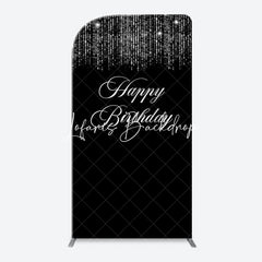 Lofaris Simple Silver Sparkling Black Arch Birthday Backdrop