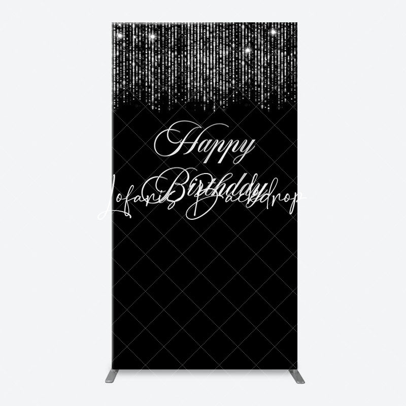 Lofaris Simple Silver Sparkling Black Arch Birthday Backdrop