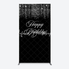 Lofaris Simple Silver Sparkling Black Arch Birthday Backdrop