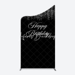 Lofaris Simple Silver Sparkling Black Arch Birthday Backdrop