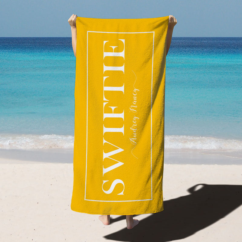 Lofaris Simple Solid Color Custom Name Pool Beach Towel