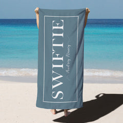 Lofaris Simple Solid Color Custom Name Pool Beach Towel