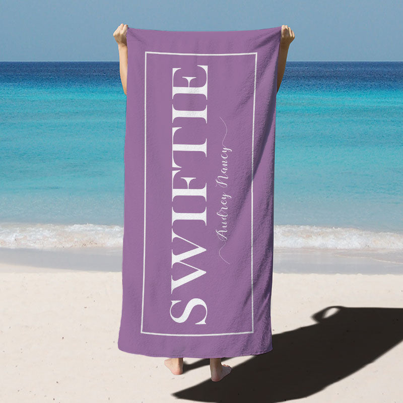 Lofaris Simple Solid Color Custom Name Pool Beach Towel